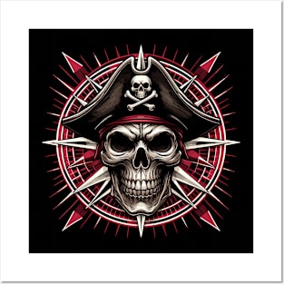 Vintage Pirate Skull Emblem Posters and Art